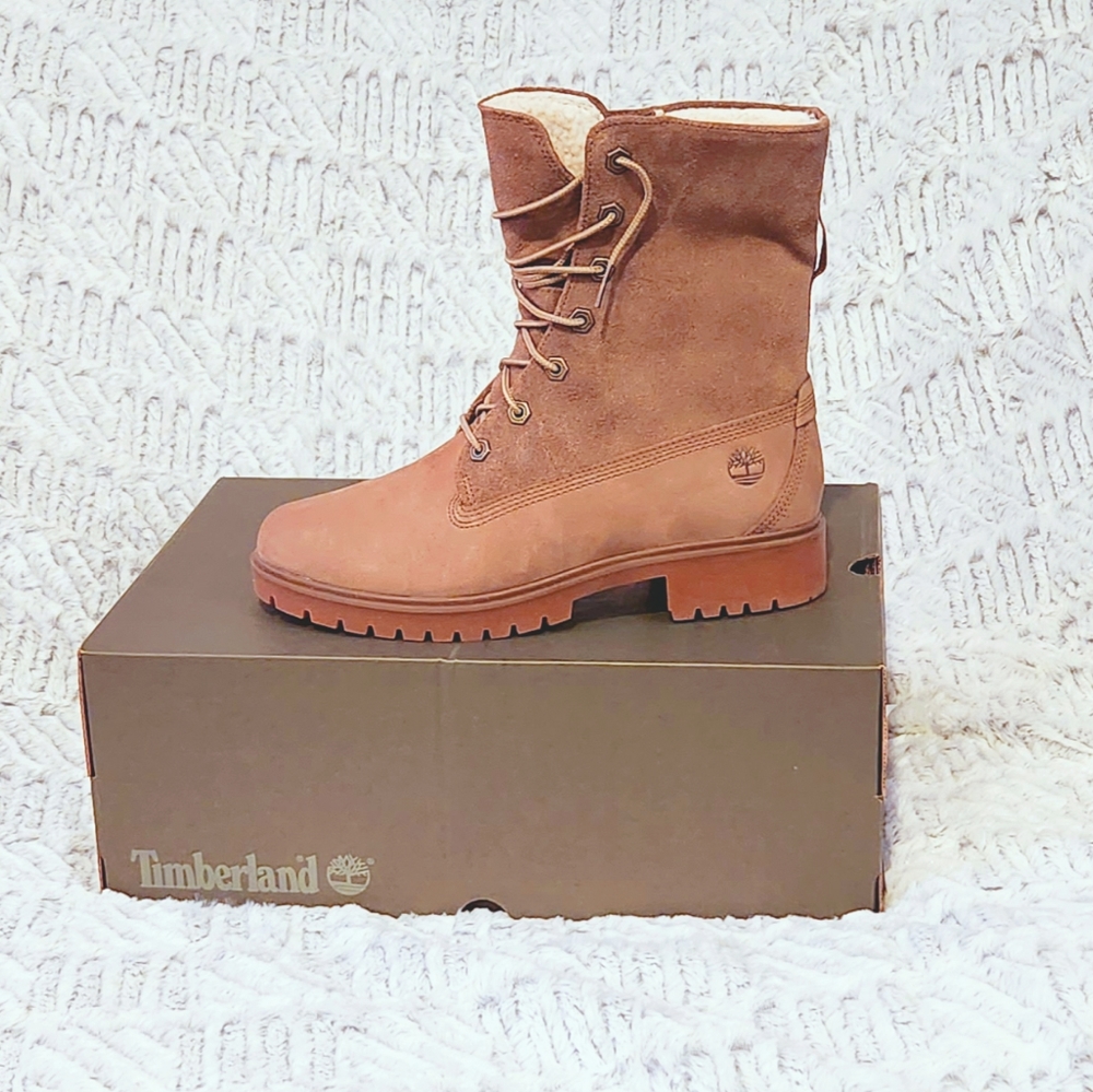 Timberland Jayne WP Fleece Fold Down Light Brown Nubuck Womens 8 M